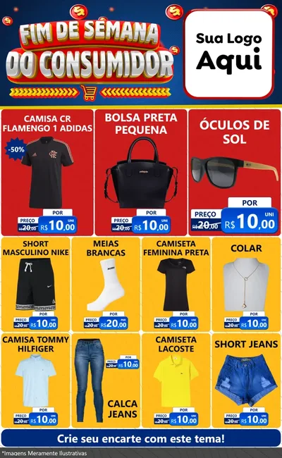 Modelo de Encarte para Encarte Grande com o tema Fim de Semana do Consumidor para Roupas e acessórios
