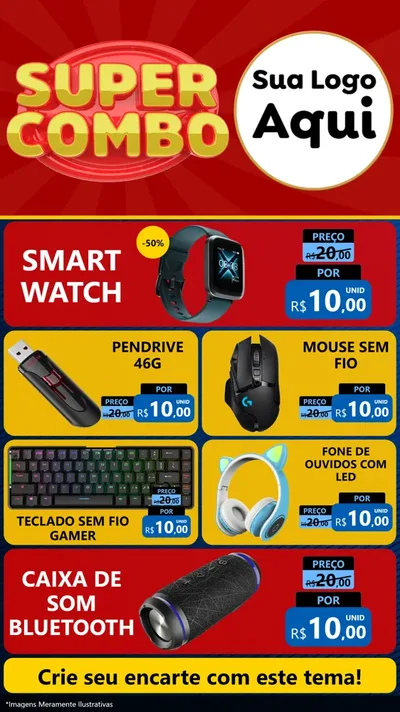 Modelo de TV para TV Vertical com o tema Super Combo para Informática