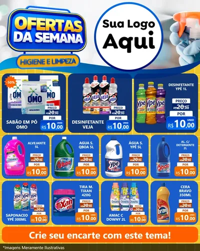 Modelo de Rede Social para Feed Instagram com o tema Ofertas da Semana - Higiene e Limpeza para Produtos de Limpeza