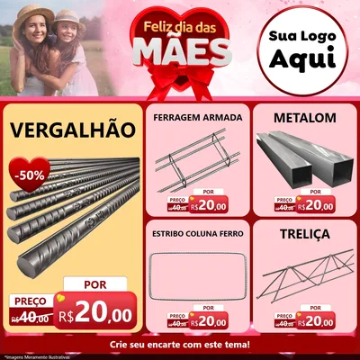 Modelo de Rede Social para Feed Facebook com o tema Feliz Dia Das Mães para Ferragens