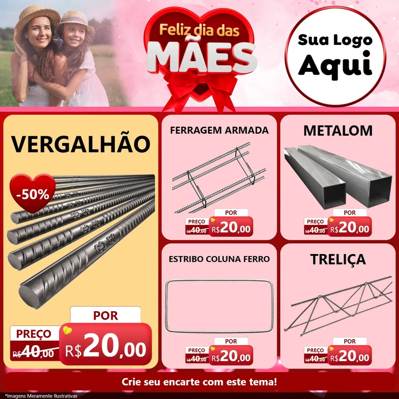 Modelo de Rede Social para Feed Facebook com o tema Feliz Dia Das Mães para Ferragens