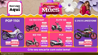 Modelo de TV para TV Horizontal com o tema Promoção Dia das Mães para Concessionaria de Motos