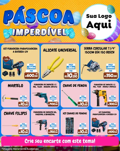 Modelo de Rede Social para Feed Instagram com o tema Páscoa Imperdível para Maquinas e Ferramentas