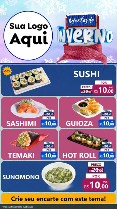 Modelo de TV para TV Vertical com o tema Ofertas de Inverno para Comida japonesa