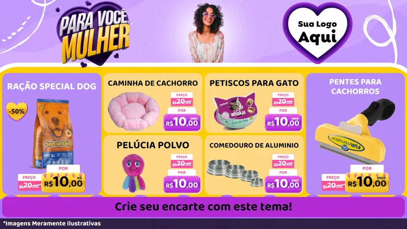 Modelo de TV para TV Horizontal com o tema Para Você, Mulher para Pet Shop