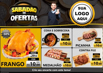 Modelo de Encarte para Encarte A4 Horizontal com o tema Sabadão de Ofertas para Assados