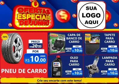 Modelo de Encarte para Encarte A4 Horizontal com o tema Ofertas Especiais de Junho para Auto peças