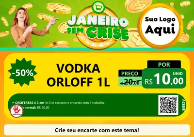 Modelo de Cartaz para Cartaz A4 Horizontal com o tema Janeiro Sem Crise para Distribuidora de bebidas