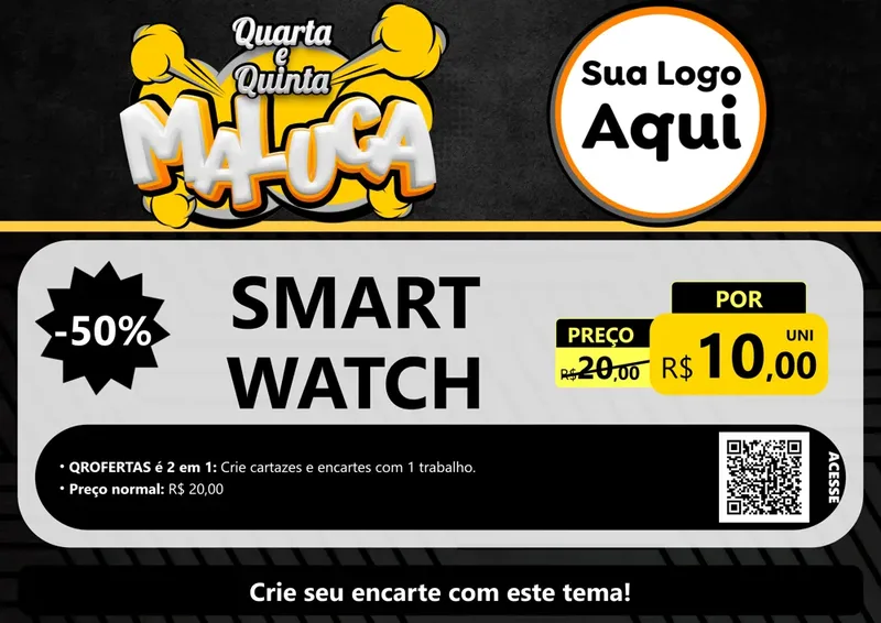 Modelo de Cartaz para Cartaz A4 Horizontal com o tema Quarta e Quinta Maluca para Informática