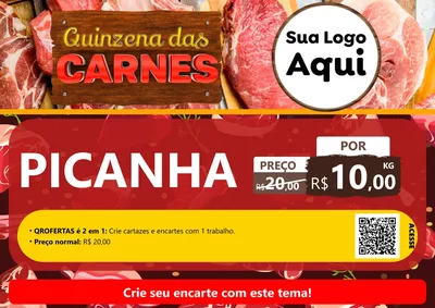 Modelo de Cartaz para Cartaz A4 Horizontal com o tema Quinzena das Carnes para Açougue
