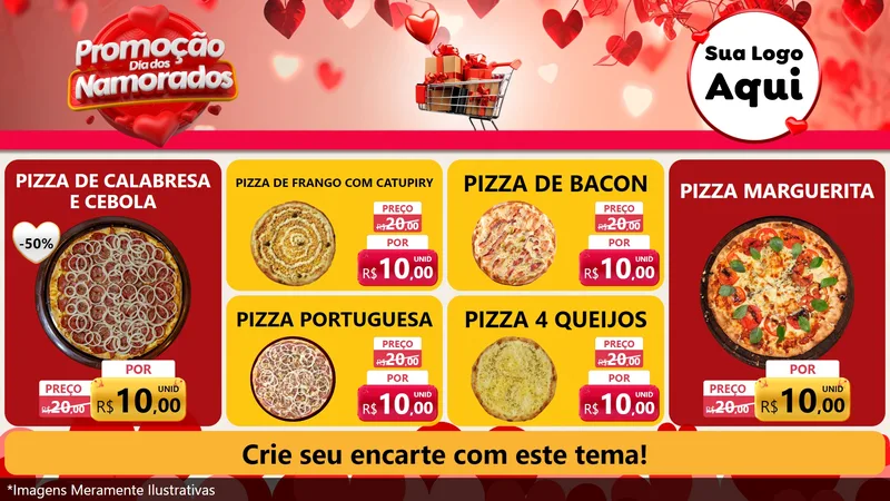 Modelo de TV para TV Horizontal com o tema Promoção Dia dos Namorados para Pizzaria
