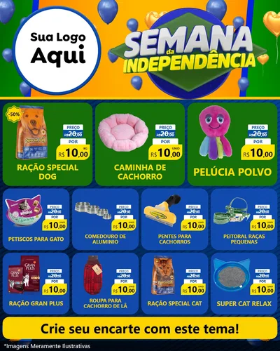 Modelo de Rede Social para Feed Instagram com o tema Semana da Independência para Pet Shop
