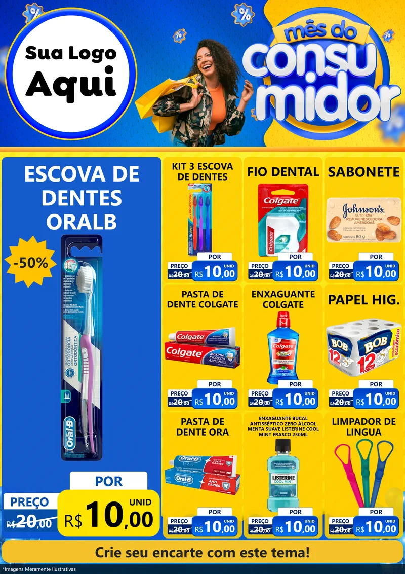 Modelo de Encarte para Encarte A4 Vertical com o tema Mês do Consumidor para Higiene Pessoal