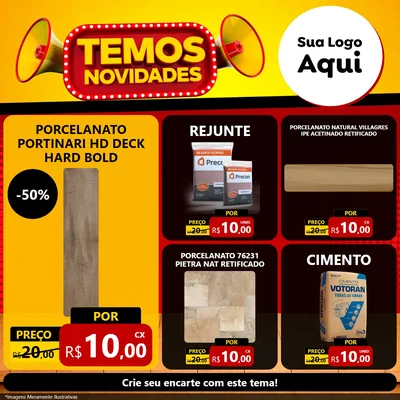 Modelo de Rede Social para Feed Facebook com o tema Temos Novidades para Pisos e revestimentos