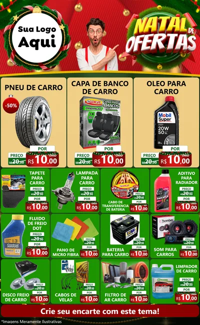 Modelo de Encarte para Encarte Grande com o tema Natal de Ofertas para Auto peças