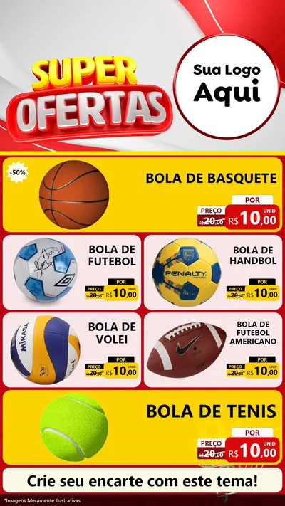 Modelo de TV para TV Vertical com o tema Super Ofertas para Artigos Esportivos