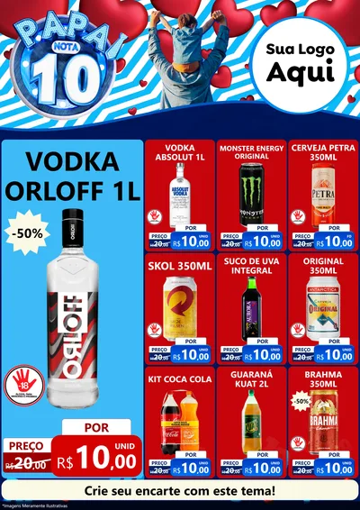 Modelo de Encarte para Encarte A4 Vertical com o tema Papai Nota 10 para Distribuidora de bebidas