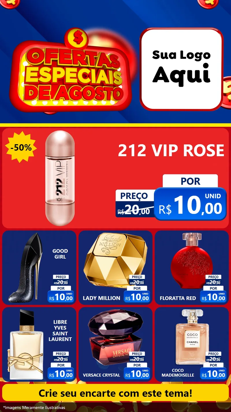 Modelo de Rede Social para Stories com o tema Ofertas Especiais de Agosto para Perfumes