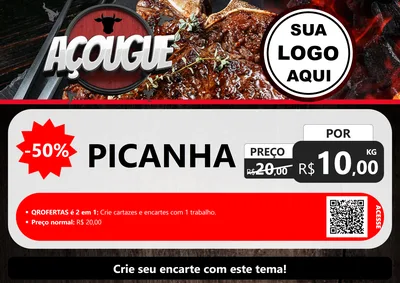 Modelo de Cartaz para Cartaz A4 Horizontal com o tema Açougue para Açougue