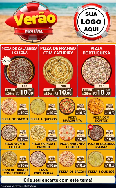 Modelo de Encarte para Encarte Grande com o tema Verão Imbatível para Pizzaria