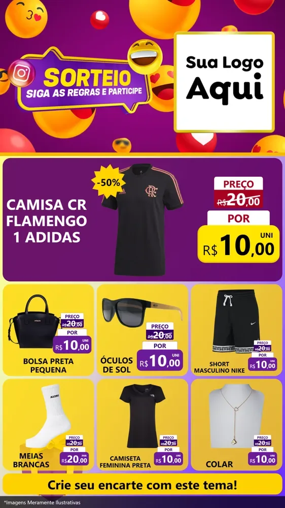 Modelo de Rede Social para Stories com o tema Sorteio para Roupas e acessórios