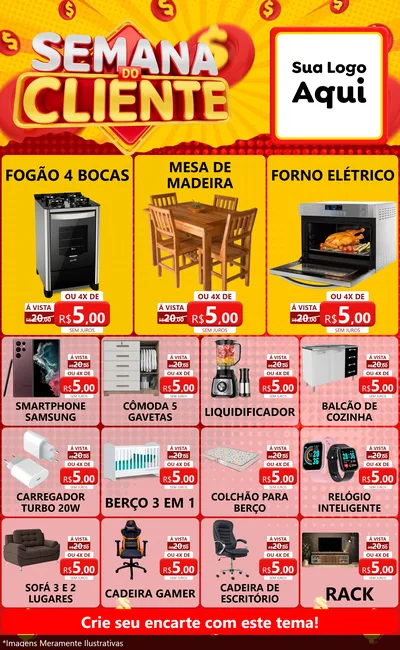 Modelo de Encarte para Encarte Grande com o tema Semana do Cliente para Móveis e Eletro