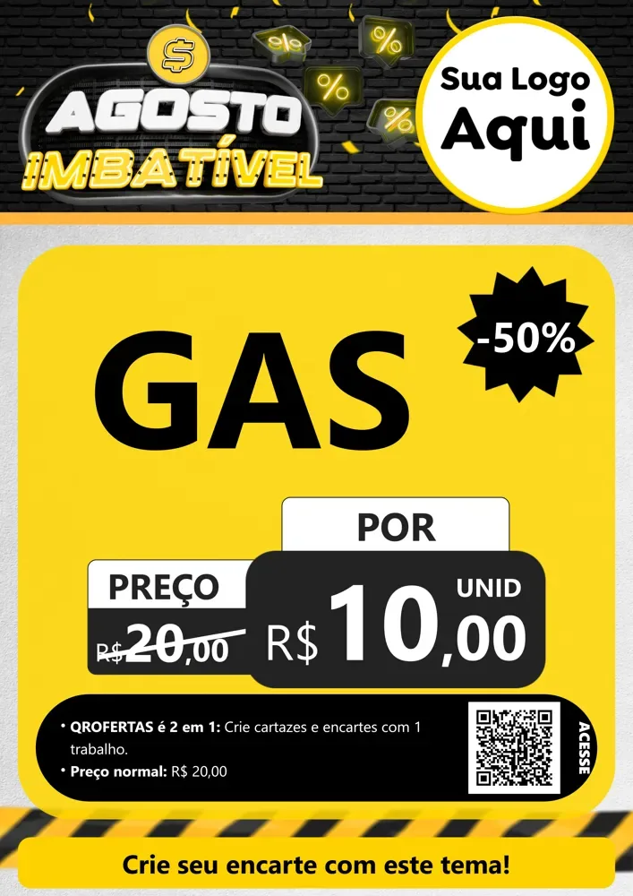 Modelo de Cartaz para Cartaz A4 Vertical com o tema Agosto Imbatível para Água e gás