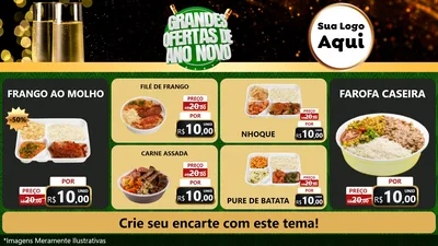 Modelo de TV para TV Horizontal com o tema Grandes Ofertas de Ano Novo para Restaurante
