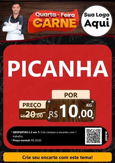 Modelo de Cartaz para Cartaz A4 Vertical com o tema Quarta-Feira de Carne para Açougue