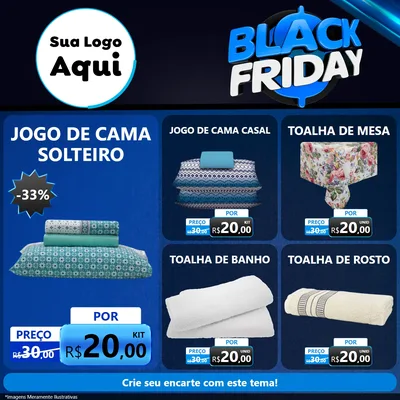 Modelo de Rede Social para Feed Facebook com o tema Black Friday para Cama, Mesa e Banho