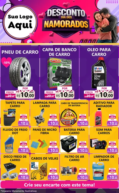 Modelo de Encarte para Encarte Grande com o tema Desconto Dia dos Namorados para Auto peças