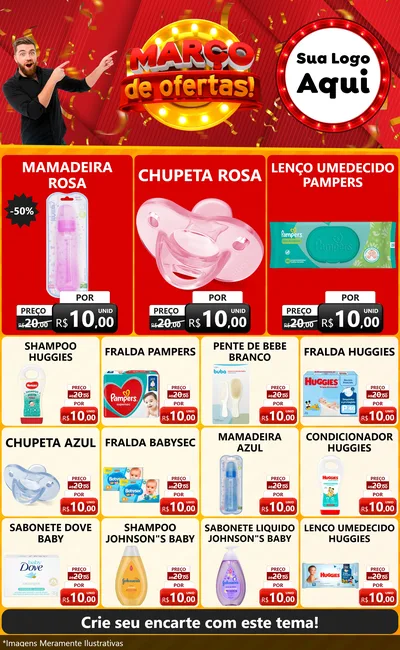 Modelo de Encarte para Encarte Grande com o tema Março de Ofertas! para Bebês