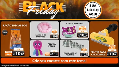 Modelo de TV para TV Horizontal com o tema Black Friday para Pet Shop