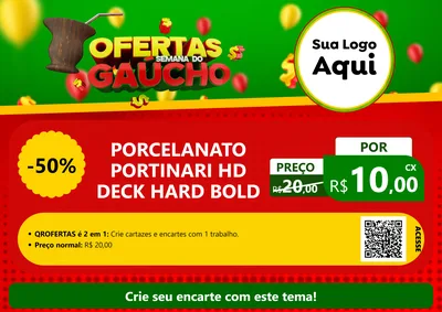 Modelo de Cartaz para Cartaz A4 Horizontal com o tema Ofertas Semana Do Gaúcho para Pisos e revestimentos