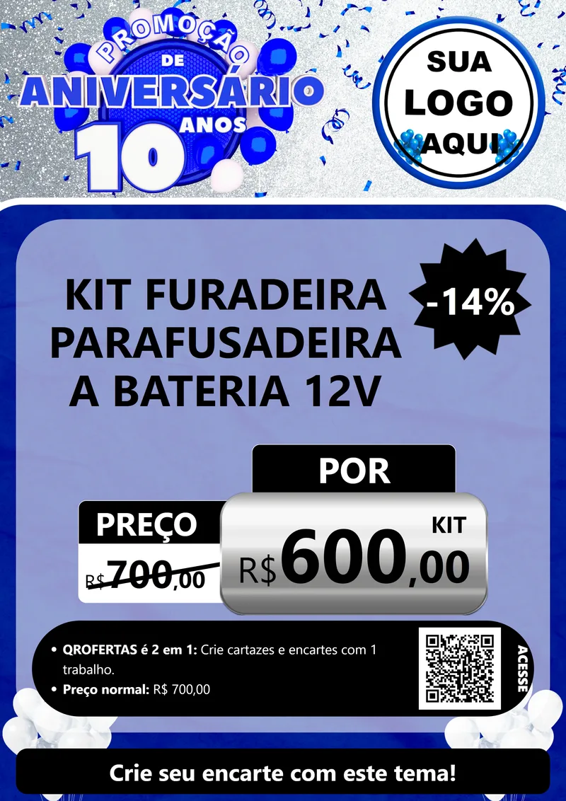 Modelo de Cartaz para Cartaz A4 Vertical com o tema Promoção de Aniversário - 10 Anos para Maquinas e Ferramentas