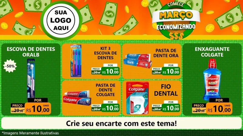 Modelo de TV para TV Horizontal com o tema Comece Março Economizando para Higiene Pessoal