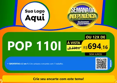 Modelo de Cartaz para Cartaz A4 Horizontal com o tema Semana da Independência Declaramos Preços Baixos para Concessionaria de Motos