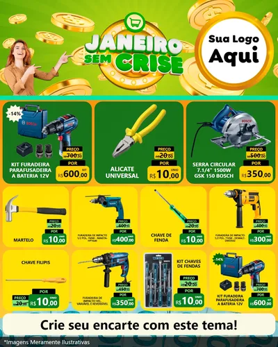 Modelo de Rede Social para Feed Instagram com o tema Janeiro Sem Crise para Maquinas e Ferramentas