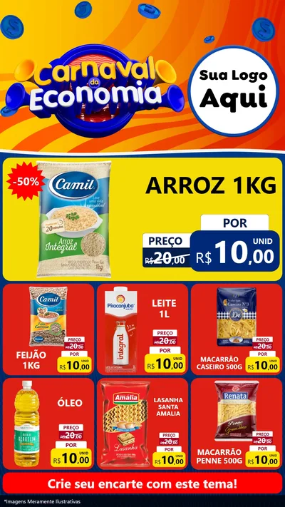 Modelo de Rede Social para Stories com o tema Carnaval da Economia para Supermercado