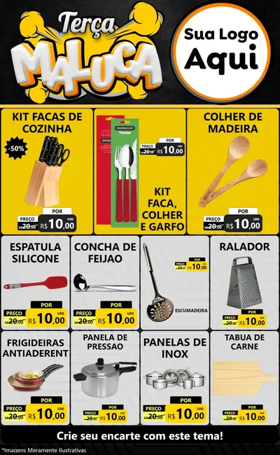 Modelo de Encarte para Encarte Grande com o tema Terça Maluca para Utilidades Domésticas