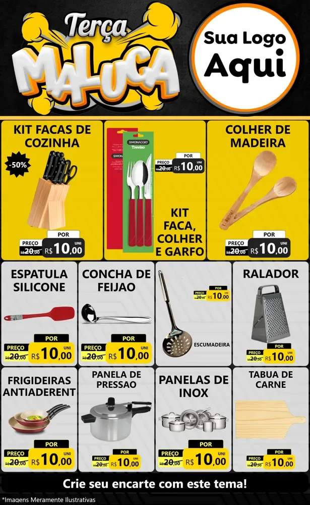 Modelo de Encarte para Encarte Grande com o tema Terça Maluca para Utilidades Domésticas