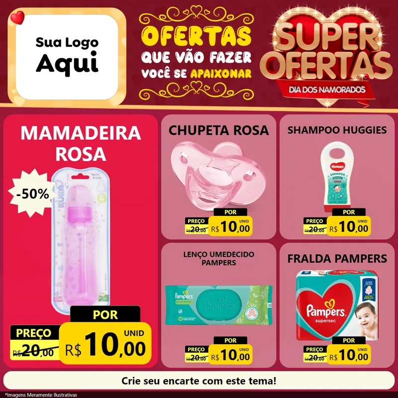 Modelo de Rede Social para Feed Facebook com o tema Dia dos Namorados para Bebês