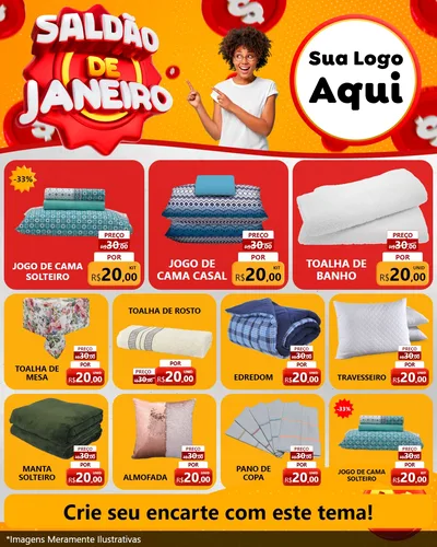 Modelo de Rede Social para Feed Instagram com o tema Saldão de Janeiro para Cama, Mesa e Banho