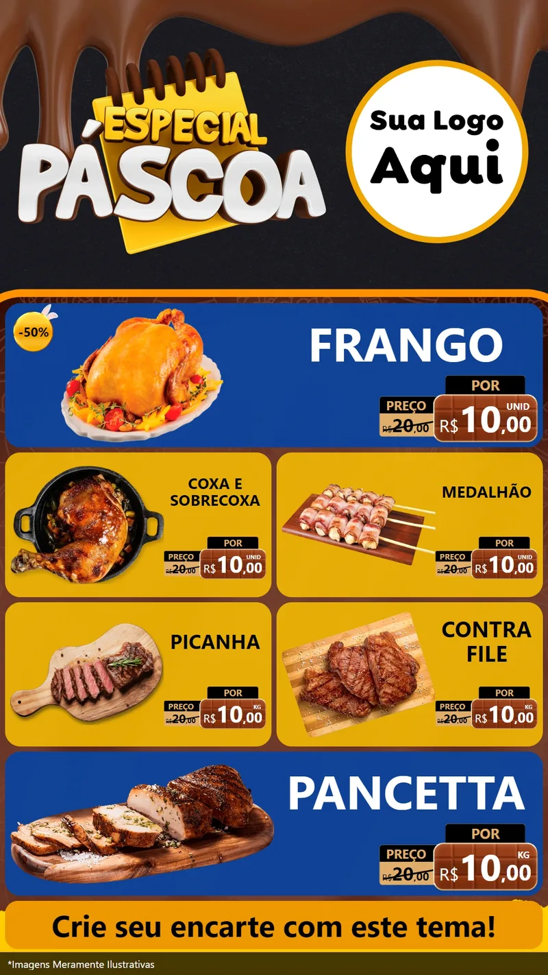 Modelo de TV para TV Vertical com o tema Especial Páscoa para Assados