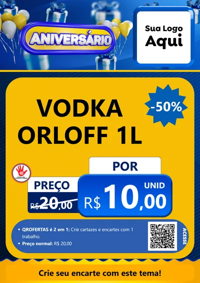 Modelo de Cartaz para Cartaz A4 Vertical com o tema Aniversário para Distribuidora de bebidas