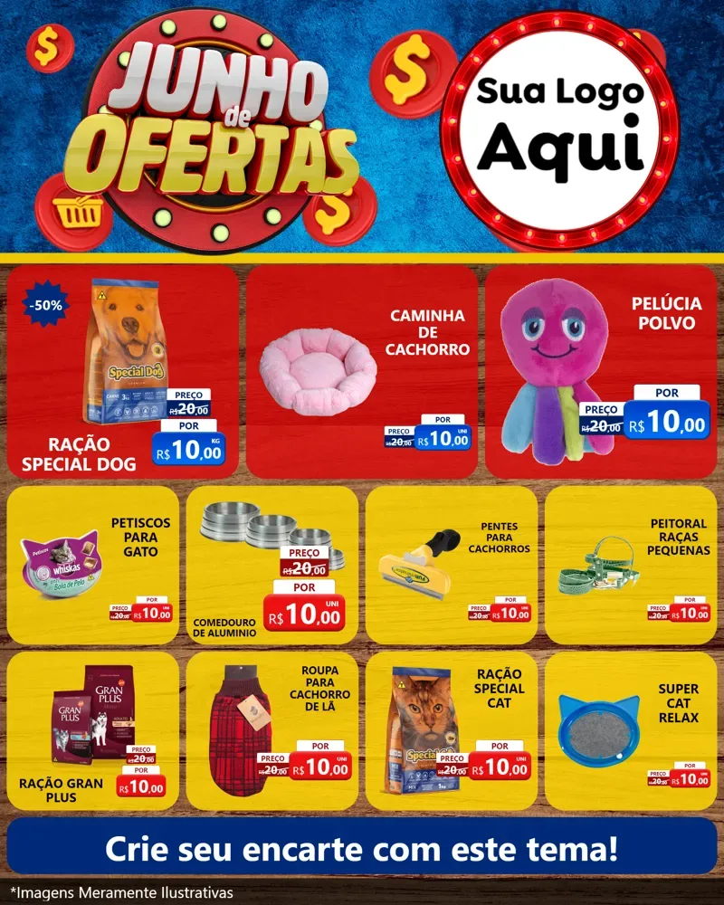 Modelo de Rede Social para Feed Instagram com o tema Junho de Ofertas para Pet Shop