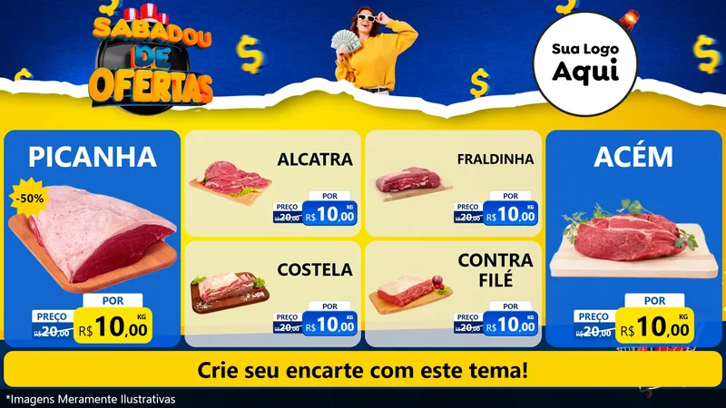 Modelo de TV para TV Horizontal com o tema Sabadou de Ofertas para Açougue