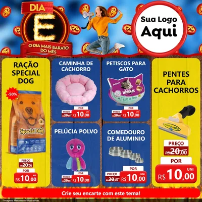 Modelo de Rede Social para Feed Facebook com o tema Dia E - O Dia Mais Barato Do Mês para Pet Shop