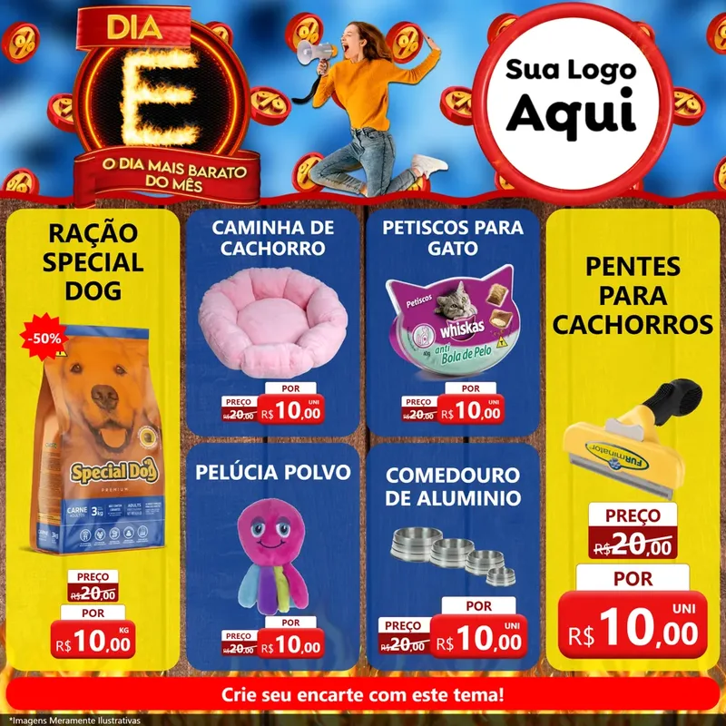Modelo de Rede Social para Feed Facebook com o tema Dia E - O Dia Mais Barato Do Mês para Pet Shop
