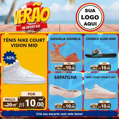 Modelo de Rede Social para Feed Facebook com o tema Verão de Ofertas para Calçados